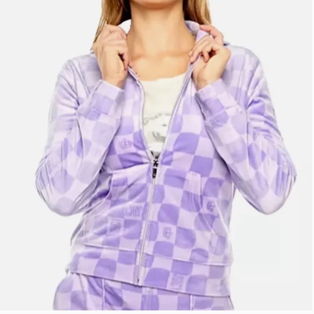 Juicy Couture Purple Print Velour Zip up Hoodie
